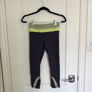 Lululemon 7/8 Black and Green Leggings